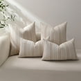 thumbnail image 6 of COOKCOK Throw Pillow Covers 20x20 Set of 2 Striped Pillow Covers Textured Linen Decorative Pillows Square Cushion Covers for Sofa Couch Bed Living Room Farmhouse Decor, Brown, 6 of 6
