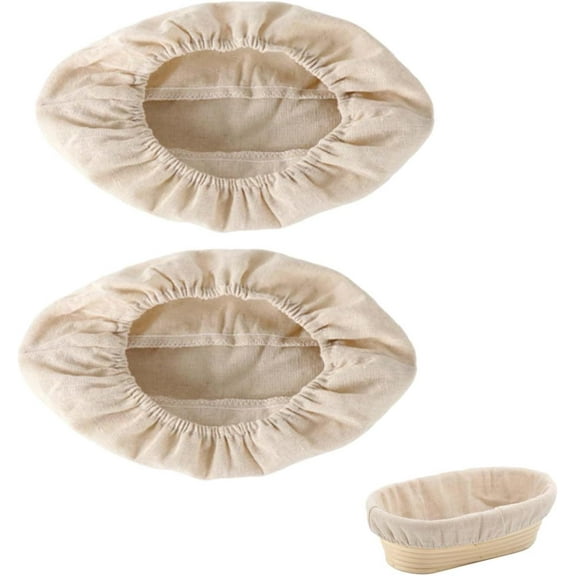 Linen Liner Cloth (2 pcs), Oval Baker's Linen with Elastic Waistband, Linen Cloth for Proofing Baskets, Bread Baker Accessories