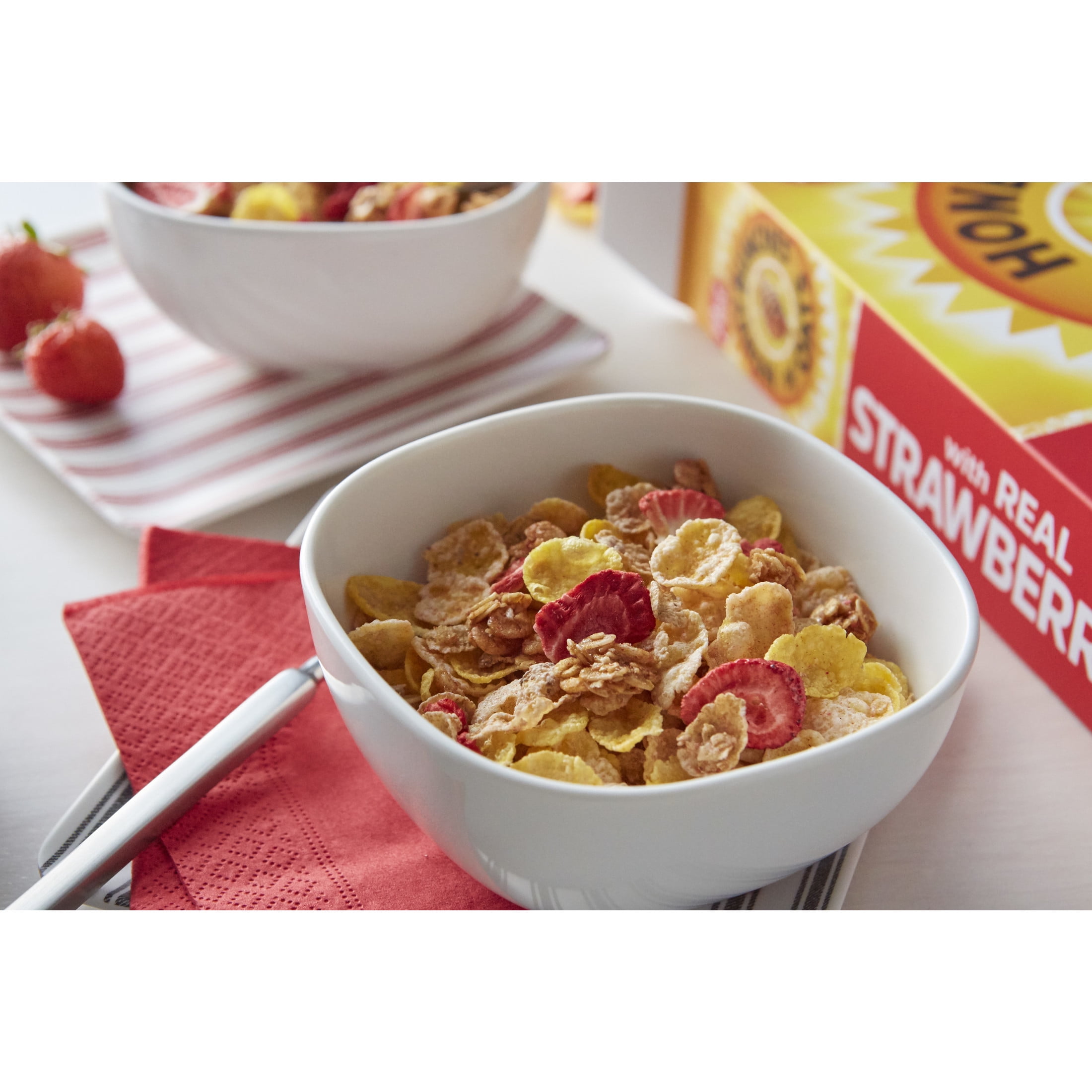 Post Honey Bunches of Oats with Strawberries Cereal, Crunchy Honey & Strawberry Breakfast Cereal, 16.5oz (Pack 4)
