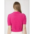 thumbnail image 2 of Shirt Collar Buttoned Short Sleeve Fluffy Sweater, 2 of 5