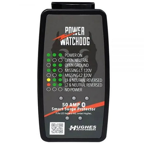 Hughes Auto Surge Protector PWD50 Portable; 4800 Joules Of Advanced Surge Protection; 50 Amp; Bluetooth Connectivity; With Fault Indicator Light; With Plug Head Handle Grip