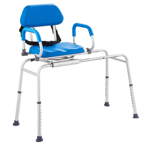 Swivel Shower Chair with Transfer Bench - 360° Rotating Seat, Supports 330LBS