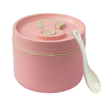 

Japanese Round Lunch Set Wheat Straw Soup Cup Sealed With Soup Wan Students Workers Can Microwave Bento 650ml