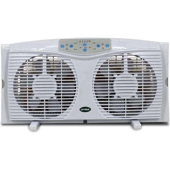 OPTIMUS F-5286 8″ Reversible Twin Window Fan with Thermostat
