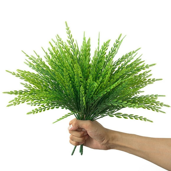 Coofit 3 Branches Artificial Grass Plant Decorative Plastic Wheat Grass Fake Fern Plant