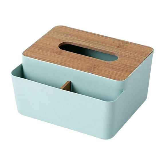 Green Tissue Storage Box, Tissue Box Cover Plastic Rectangular Facial Tissue Holder Dispenser with Storage for Bathroom Living Room Kitchen Home