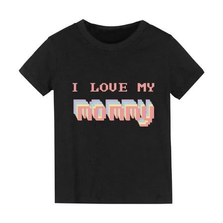 

Otqutp Child Casual Blouse Summer Solid Color Cartoon Color Print Letter Print Boys and Girls Tops Short Sleeved T Shirts for Boys and Girls