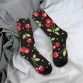 thumbnail image 5 of Hirioo Sweet Red Cherry Pattern Adult Middle Tube Socks Breathable Sock Non-Pilling,Contrasting Color Design, 5 of 6