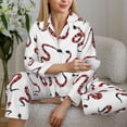 thumbnail image 4 of Goofa Red Snake Printed Women’s 2 Piece Pajama Set Super,Pajamas Women's Long Sleeve Sleepwear Soft Button Down Loungewear Pjs Lounge Set Nightwear-Large, 4 of 9