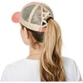 thumbnail image 3 of LINLIN Ponytail Baseball Cap, Women's High Ponytail Hat Sun Hat Peaked Cap Versatile Washed Dad Hat for Outdoor Sports Such as Jogging and Tennis, 3 of 5