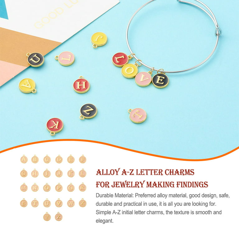 EXCEART 52 Pcs Letter Pendant Charm Stoppers for Bracelets A Letter  Necklace Letter Charms for Bracelets Letter