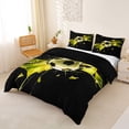 thumbnail image 3 of Castle Fairy Soccer Print Duvet Cover Queen, Abstract Grid Queen Bedding, Black Yellow,Black Reversible,3-Piece,1 Duvet Cover and 2 Pillowcases, 3 of 6