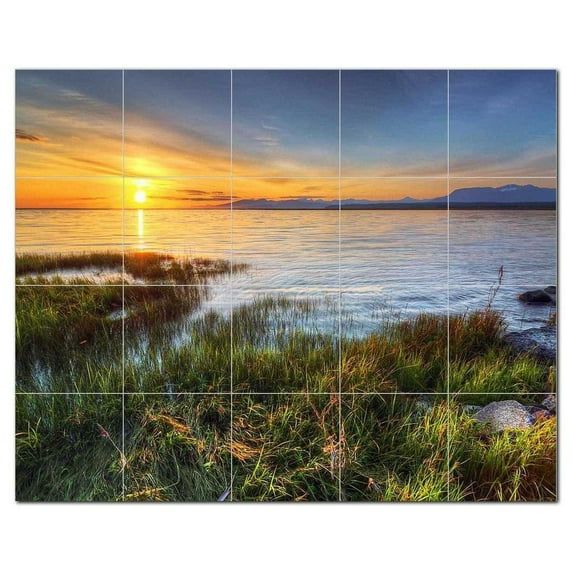 Sunset Picture Ceramic Tile Mural Kitchen Backsplash Bathroom Shower, 405952-L54