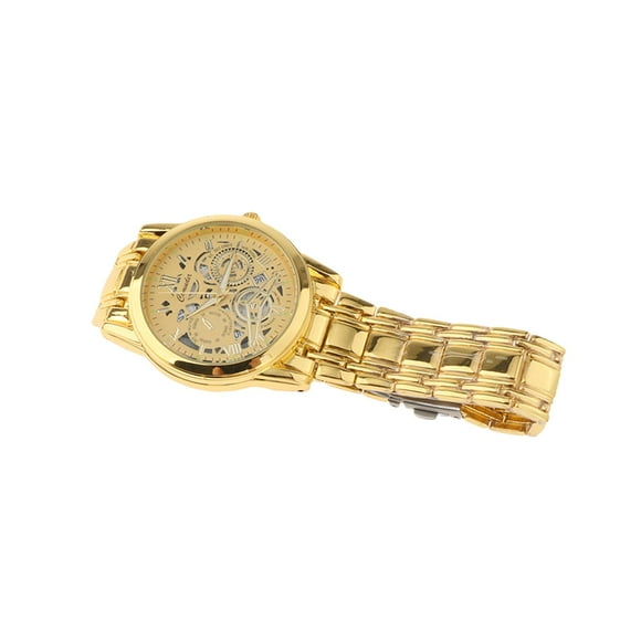 Reloj analógico para hombre, elegante, redondo, resistente al agua hasta 30 m, con caja de aleación. oro