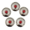 thumbnail image 2 of 5pcs Floral Turquoise Round Screw Buttons for Saddle Wallet Bag , Red, 30mm, 2 of 8