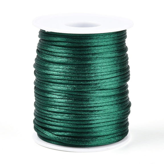 45M Polyester Cord Satin Rattail Cord for DIY Chinese Knot Making Dark Green 1.5mm about 49.21 Yards(45m)/pc
