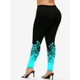 thumbnail image 4 of Rosegal Women's Plus Size High Waist Floral Print Colorblock Skinny Leggings, 4 of 4