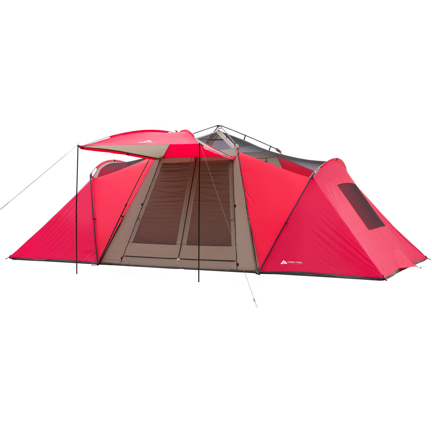 Ozark Trail 21' x 10' 3-Room Instant Tent with Awning, Sleeps 12, Red - image 2 of 11