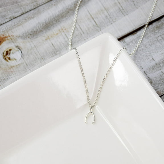 Dainty Wishbone Charm Silver Women's Necklace with Pendent by Lifebeats