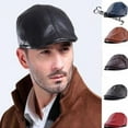 thumbnail image 5 of ITFABS Béret de Golf Unisexe Décontracté en Cuir Uni avec Visière, 5 of 5