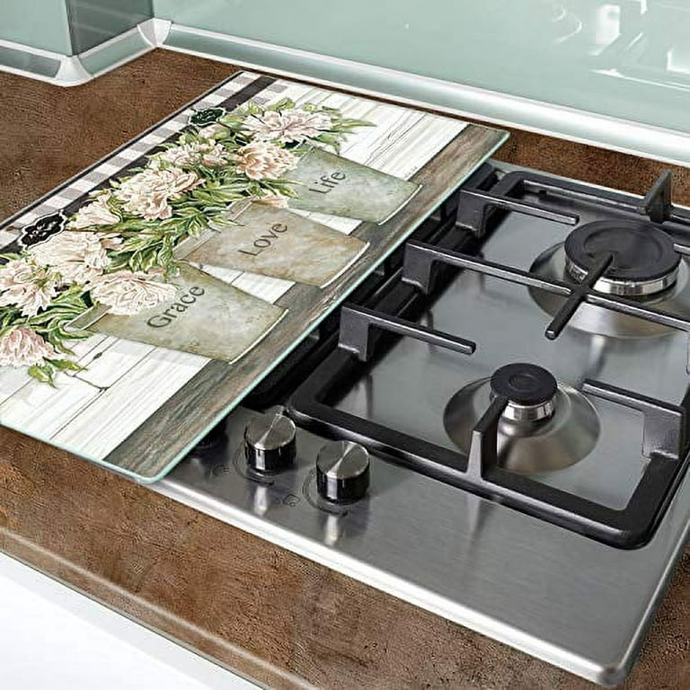 20 3/8 Tempered Glass Stove Burner Cover & Cutting Board By