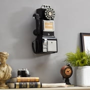 Ryan Bros. American Retro 1950s Payphone with Coin Bank Wall-Mount Corded Phone (Black)