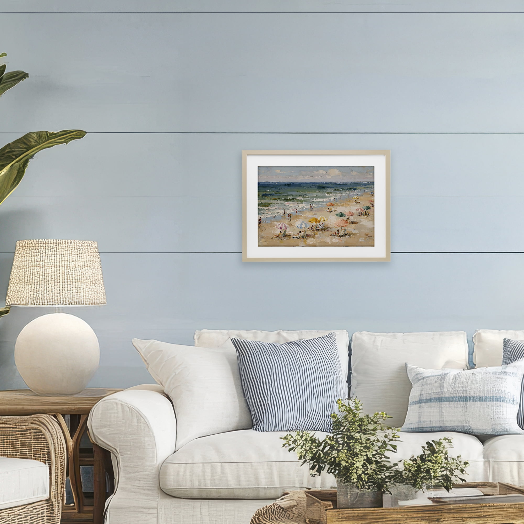 Stupell Industries Impressionist Summer Beach Day Birch Framed Print Under Glass, design by Jacky Ngan