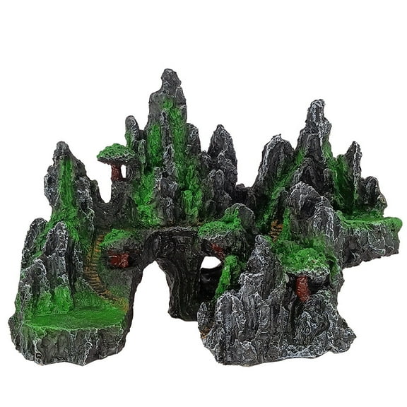 Namzi Fish Tank Decorations Aquarium Decorations Realistic Resin Mountain View Aquarium Ornament 1 Piece,D04