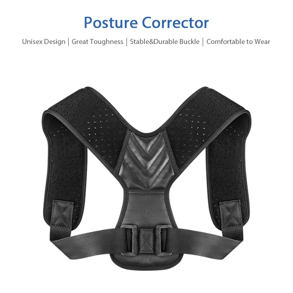 YAHHU Posture Corrector for Men and Women Adjustable Upper Back Brace Invisible Under Clothes, Black L
