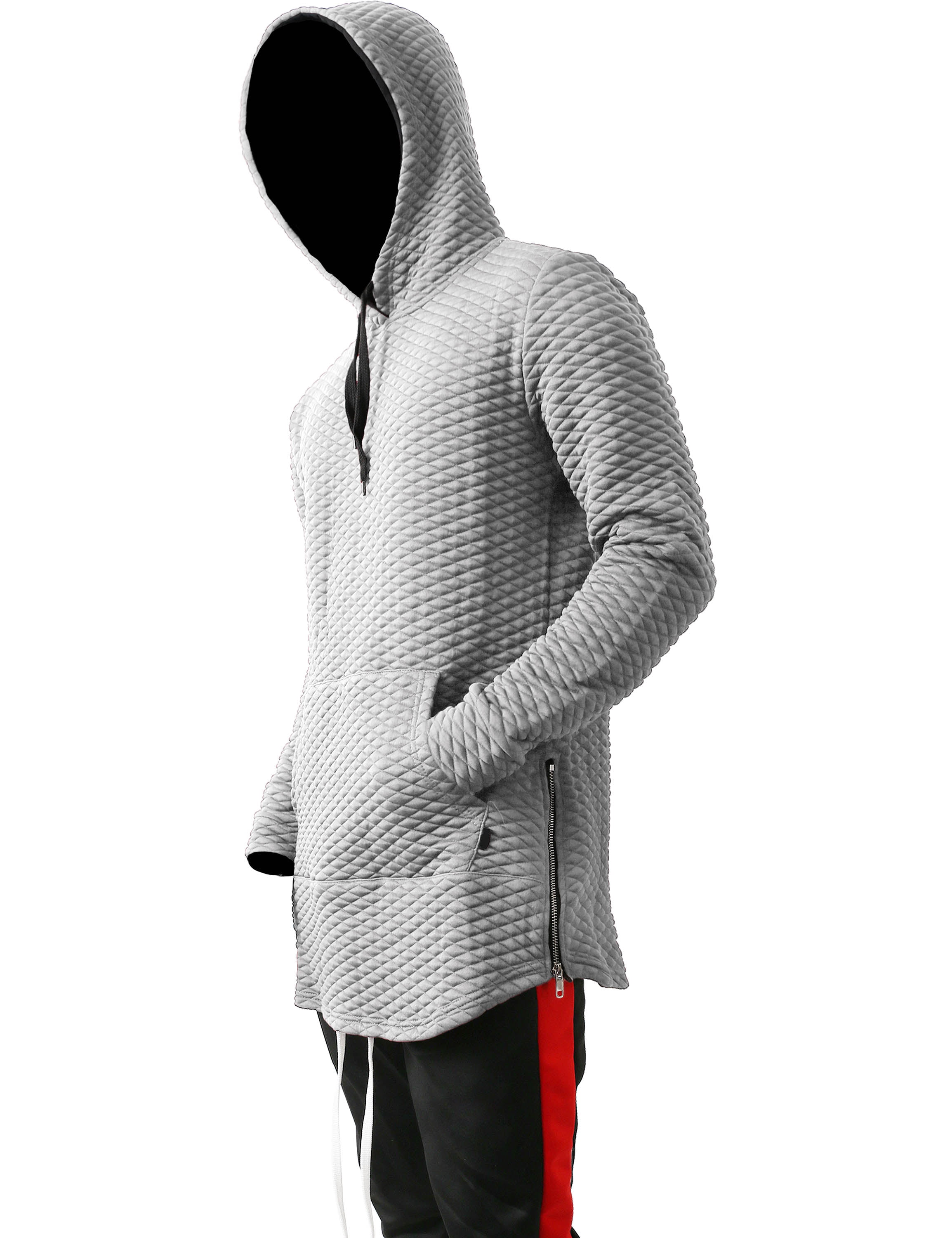 NEW Men's Hipster Long Line Hip Hop Zipper Hoodie Sweatshirts Jacket Pullover 