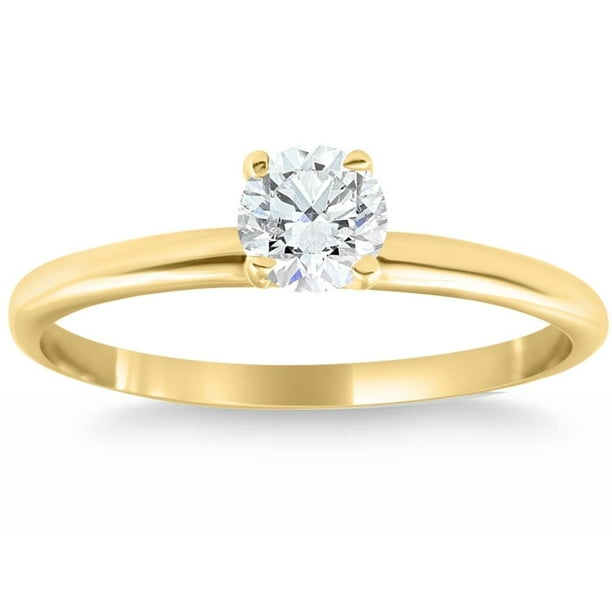 14k Yellow Gold 5/8Ct Round-Cut Solitaire Diamond Engagement Ring