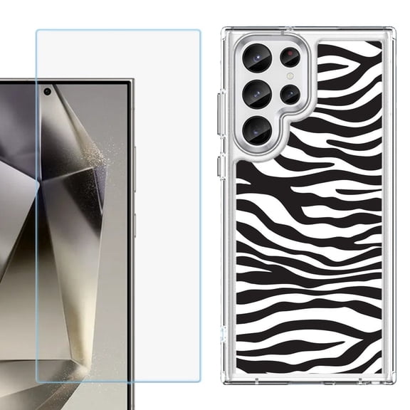 Phone Case for Samsung Galaxy S26 Ultra, with Screen Protector, by OneToughShield - Zebra B/W