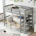 thumbnail image 3 of CoSoTower Twin Size Loft Bed With Storage Shelves And Under-Bed Desk, Gray, 3 of 9