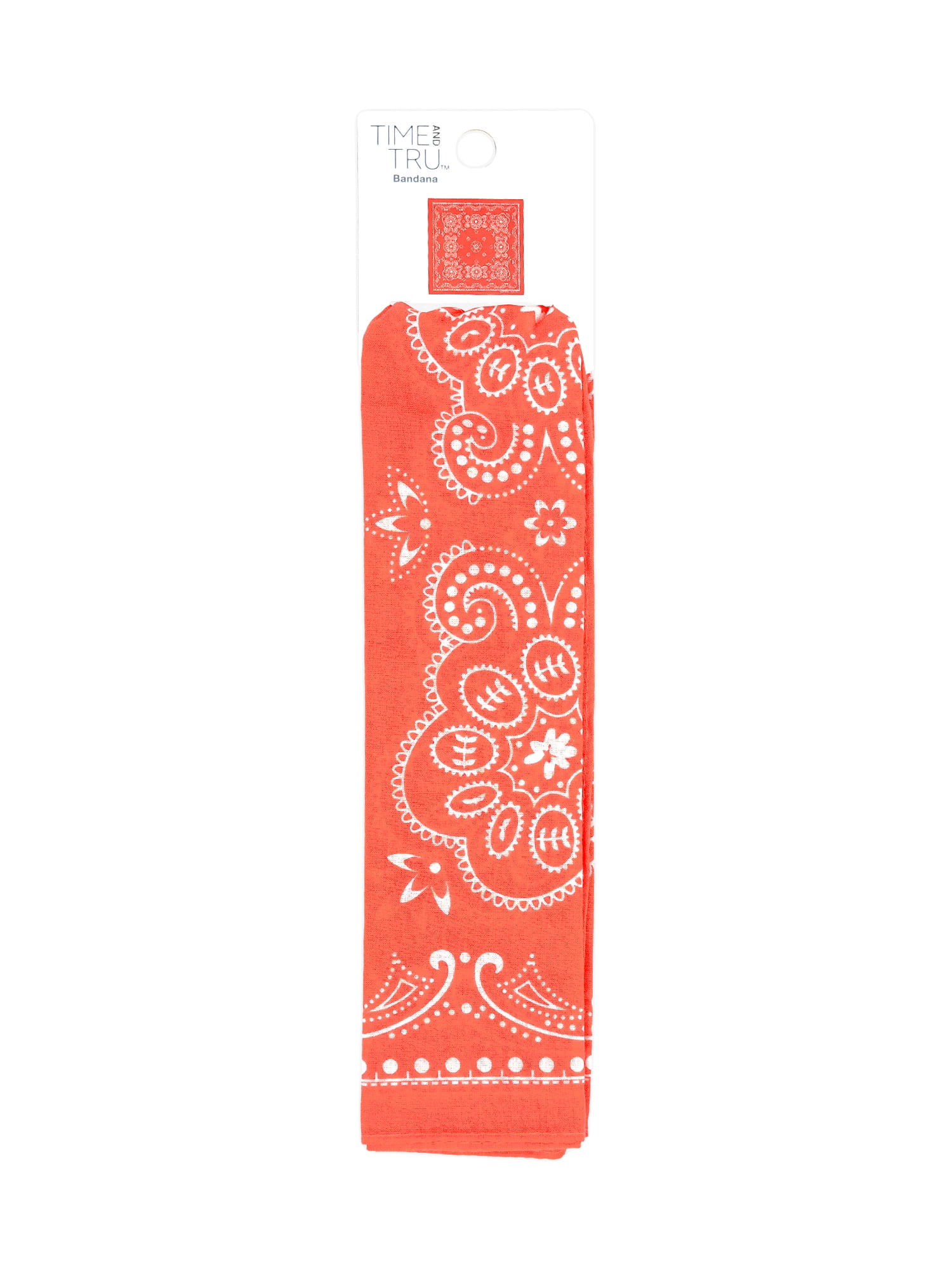 Time and Tru Women's Western Star Bandana, Orange Mango, One Size Fits Most
