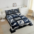 thumbnail image 4 of Erosebridal Shark Comforter Set Twin Size Ocean Sea Animal Bedding Set Sea Underwater World Comforter Blue Gray Plaid Quilt Set, 4 of 7