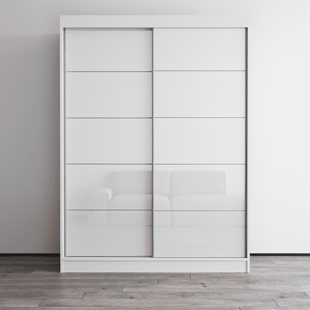 Aria 2 Door 59" Wide Modern High Gloss Wardrobe Armoire, White