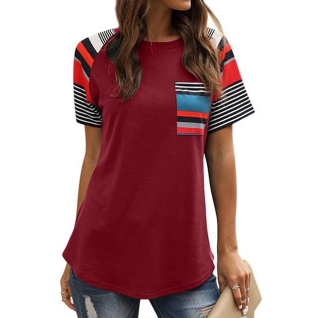 Sonducket Top con dobladillo en la parte delantera a rayas para mujer Prendas para la parte del cuerpo Rojo SG Sonducket AP001701-19