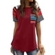 thumbnail image 2 of Qarigey Top con dobladillo en la parte delantera a rayas para mujer Prendas para la parte del cuerpo Rojo S, 2 of 6