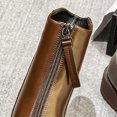 thumbnail image 5 of B91xZ Ankle Boots Low Heel Exterior Zip Flat Ankle Boot,Brown 7.5, 5 of 5