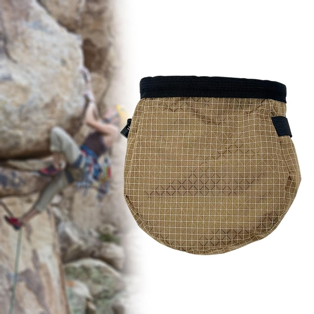 Bolsa de magnesio para escalada, cinturón ajustable, bolsa de almacenamiento para equipo de escalada con bolsillo con cremallera para bolos y búlder. Marrón