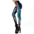 thumbnail image 2 of Leggings de Talle Alto para Mujer, Leggings con Estampado de Escamas de pez de Sirena, Pantalones Cortos elásticos, Pantalones de Fondo para Trajes Brillantes para Festivales, 2 of 5