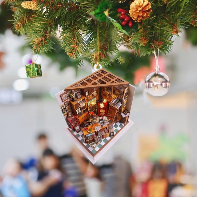 Product Category Hangs Book Lover Reading Christmas Acrylic Ornament Storefront Display