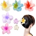 thumbnail image 1 of Pack Of 5 Bauhinia Flower Clips, Shark Clips For Back Up Hair, Hair Accessory Clips For Girls, Claw Barrettes For Thick Hair, With 2 Frosted Flower Clips, 1 of 5