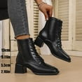 thumbnail image 4 of Bnwani Women Boots Winter Fashion Toe Square Mid-Heel Chunky Ankle Casual Solid Boot Black Size 5.5, 4 of 9