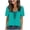 Sky Blue, variant on Lenpel Tops for Women Trendy Short Sleeve V Neck Plaid Patchwork 2 in 1 T-Shirts Casual Tunic Blouses Fashion Tees