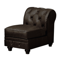 Furniture of America Contemporary Faux Leather Calista Armless Chair, Brown
