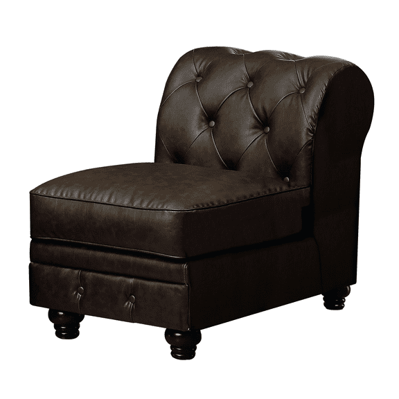 Furniture of America Contemporary Faux Leather Calista Armless Chair, Brown
