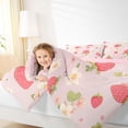 thumbnail image 4 of Homewish Girly Pink Strawberry Queen Comforter Set for Girls, Cartoon Flower Floral Bedding Sets, Kawaii Princess Style Reversible Bedding Comforter Set, Super Cozy Room Decor, 3-Piece, 4 of 8