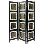 Oriental Furniture 6 Ft Tall Coco Twig Room Divider, Artwork, Southeast Asian, 3 panel, coco color
