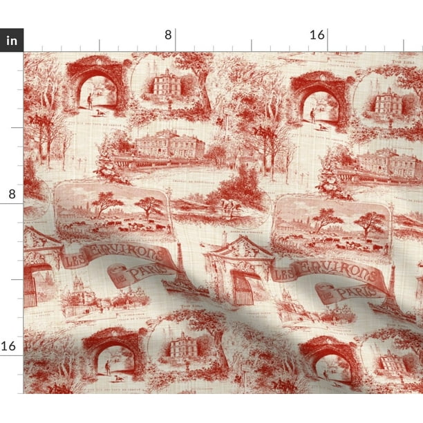 Spoonflower Fabric - French Vintage Toile Du Jouy De Paris Turkey Red Beige  Traditional Printed on Organic Cotton Knit Fabric Fat Quarter - Clothing